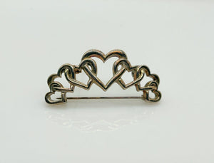 Unusual Vintage Entwined Open Hearts Silver Tone Brooch - Lamoree’s Vintage