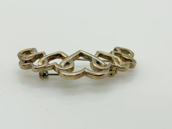 Unusual Vintage Entwined Open Hearts Silver Tone Brooch - Lamoree’s Vintage