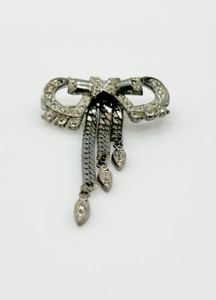 Vintage Art Deco Bow Brooch with Dangles - Lamoree’s Vintage