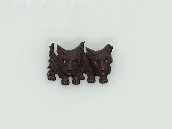 Vintage Czech Chocolate Brown Celluloid Scottie Dogs Brooch - Lamoree’s Vintage