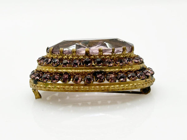 Vintage Czech Layered Brooch with Shades of Violet Stones - Lamoree’s Vintage