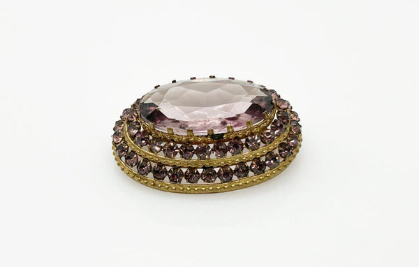 Vintage Czech Layered Brooch with Shades of Violet Stones - Lamoree’s Vintage