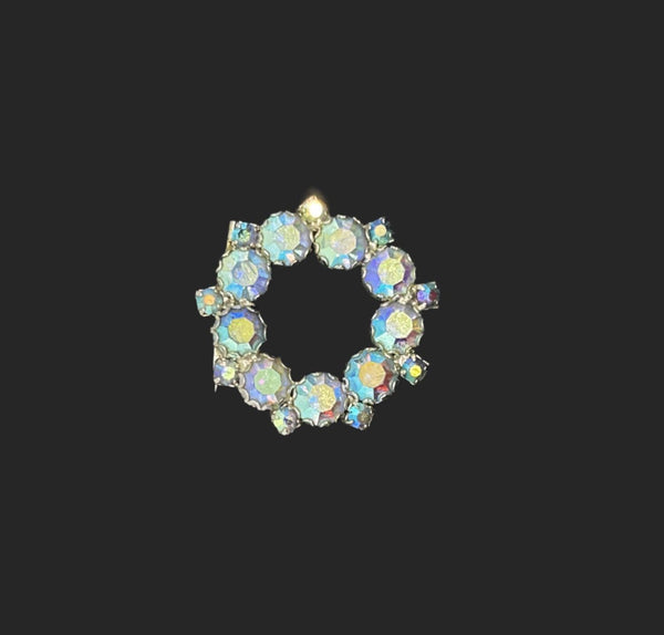 Vintage Iridescent Blues Circle Brooch - Lamoree’s Vintage