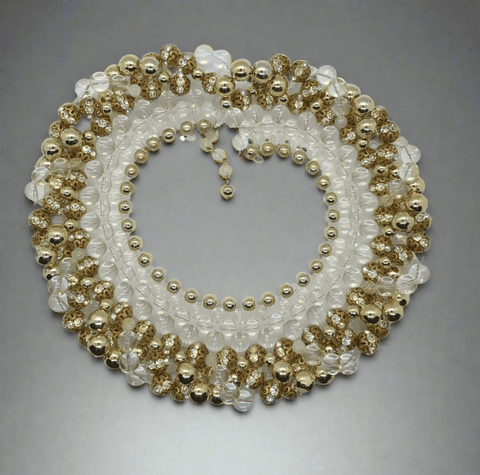 Vintage Lucite and Gold Beaded Statement Runway Collar - Necklace - Lamoree’s Vintage