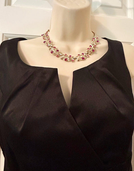 Vintage Pink and Magenta Rhinestone Choker Necklace - Lamoree’s Vintage