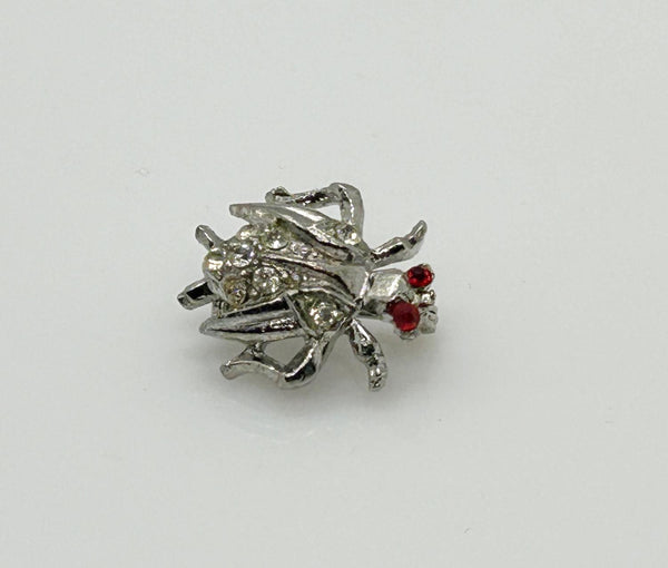 Vintage Silver Tone Red Eyed Bug Brooch - Lamoree’s Vintage