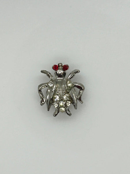 Vintage Silver Tone Red Eyed Bug Brooch - Lamoree’s Vintage