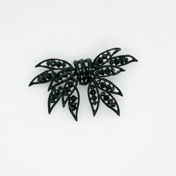 Japanned Black Vintage Weiss Bow Brooch