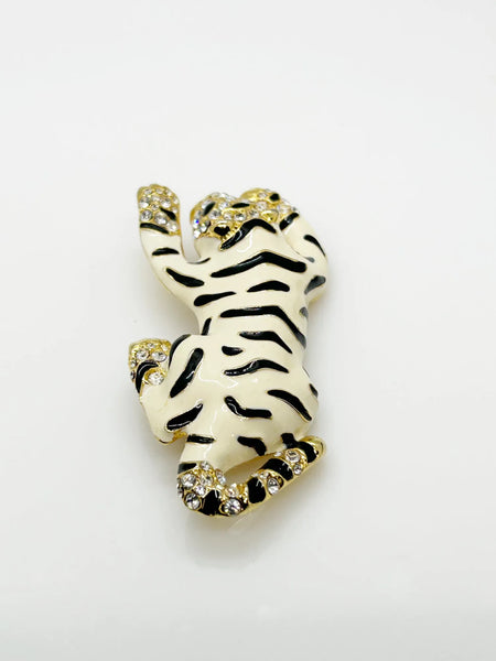 Statement White Tiger Vintage Brooch