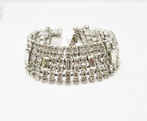 Glamorous Six Row Vintage Rhinestone Bracelet - Lamoree’s Vintage